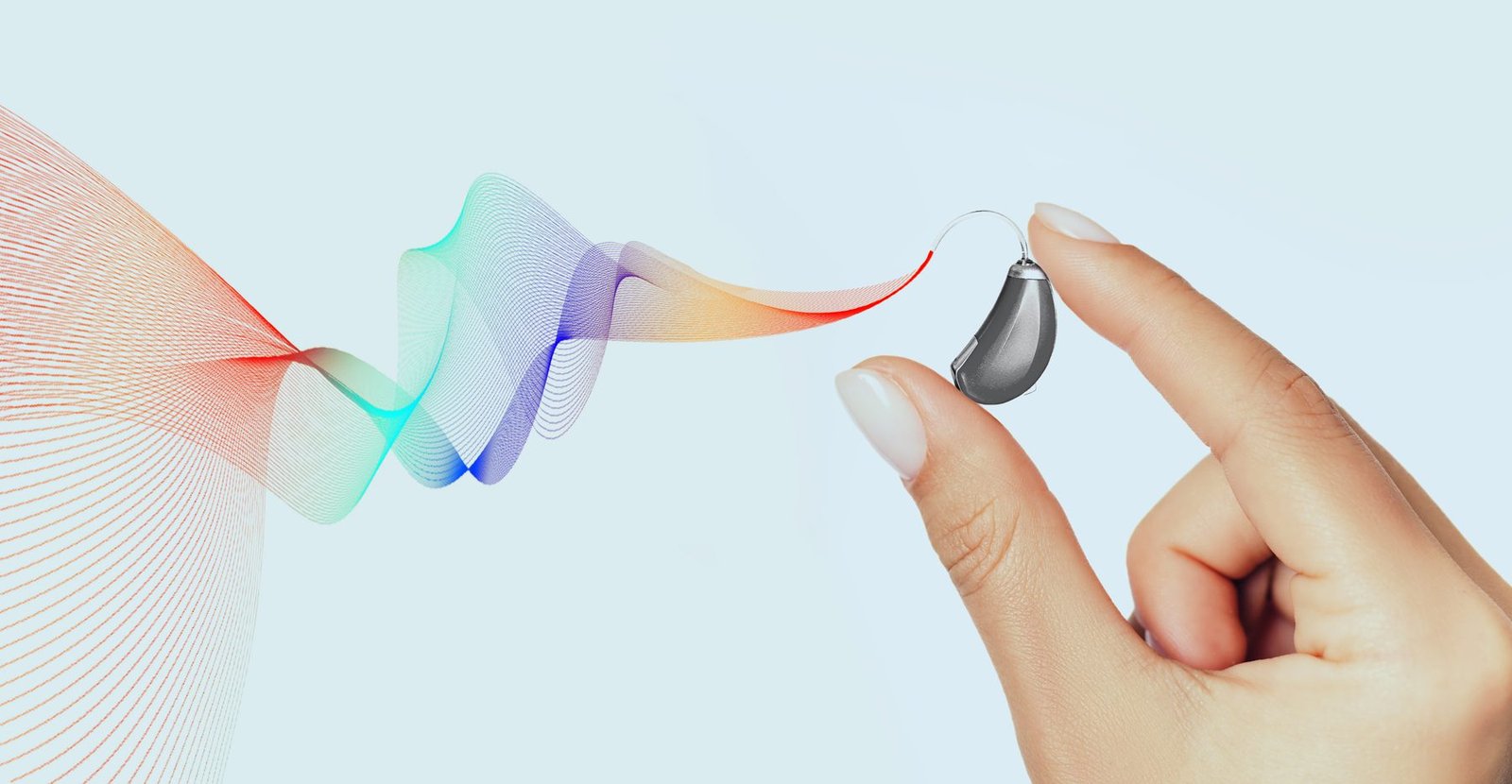 Sound waves resolving into a modern hearing aid